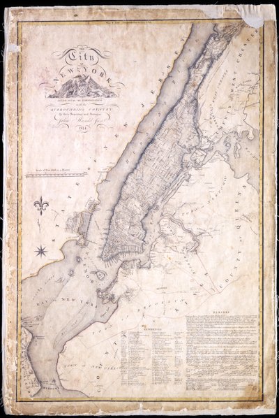 La città di New York, come disegnata dai Commissari con il Paese Circostante, dal loro Segretario e Geometra John Randel, Jr., 1814 da John Jr. Randel